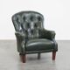 Fauteuil Chesterfield en cuir de vache vert de style anglais classique