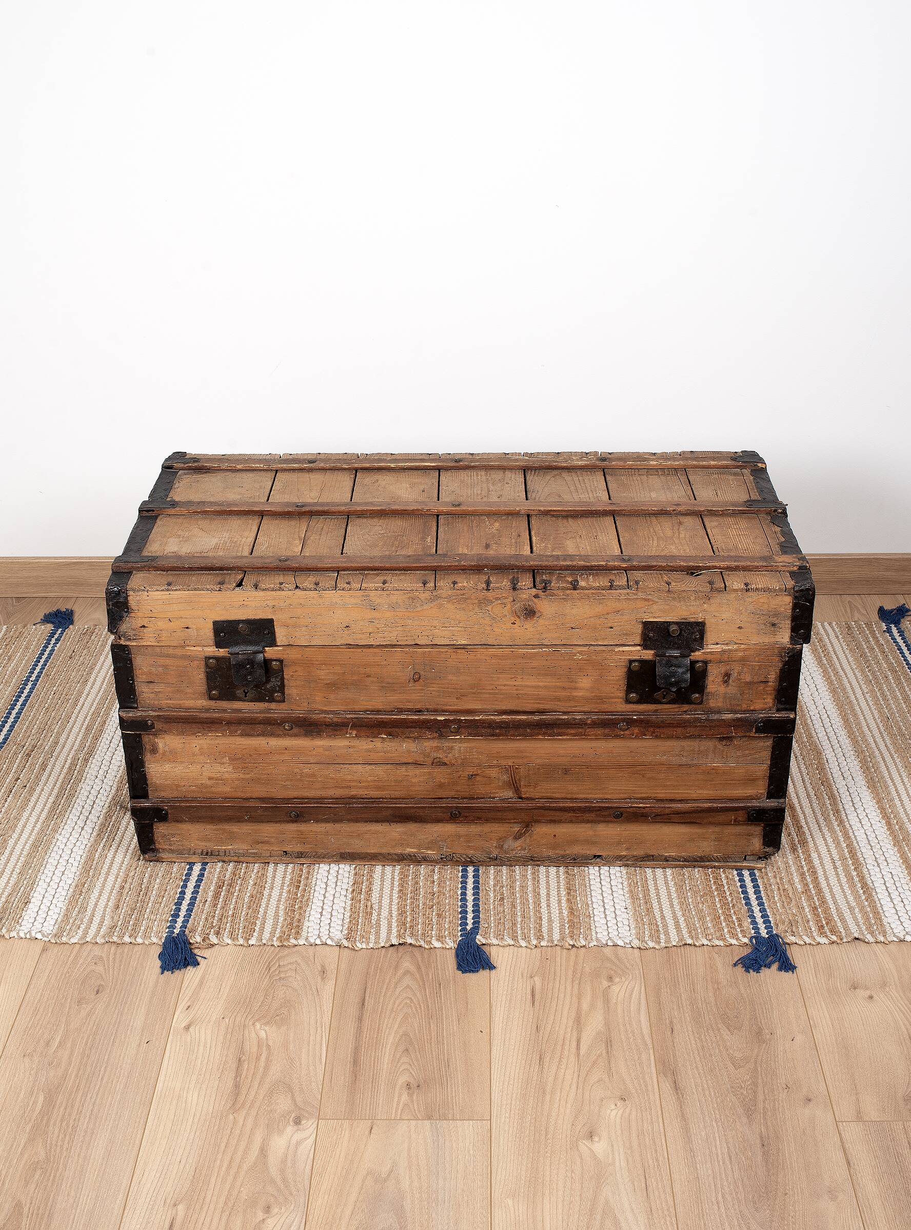 Large old trunk, wood and steel