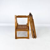 Set of 3 Pine Wood Folding Chairs, 1970s