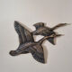 Set of two wall decorations exotic birds vintage brass