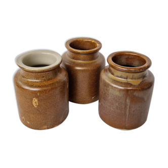 Trio of sandstone pots