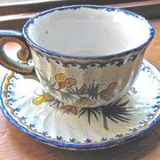 Cup & under old cup - godronnée - henriot - quimper