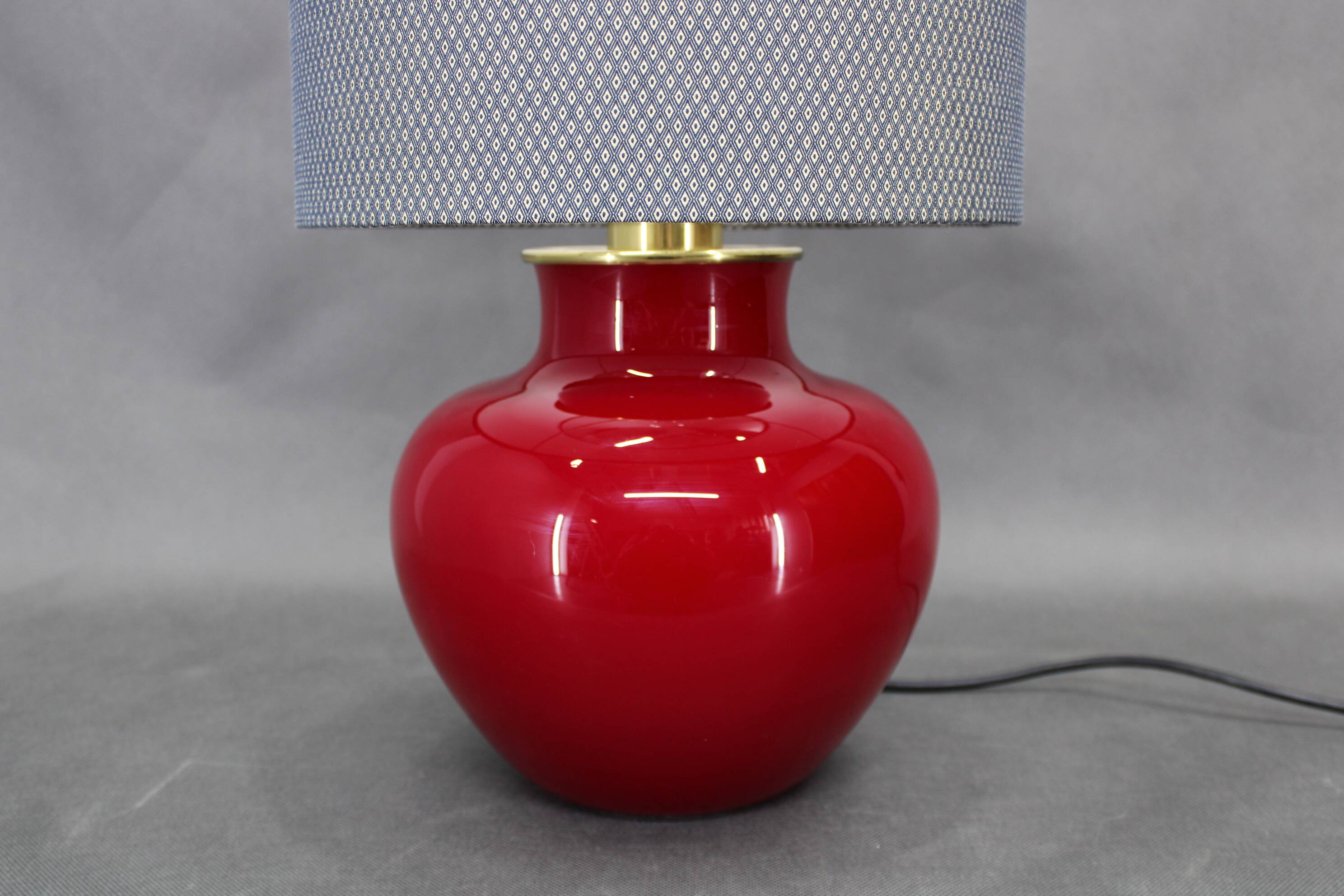 1970s Italian VeArt Glass Table Lamp with Fabric Lamp Shade