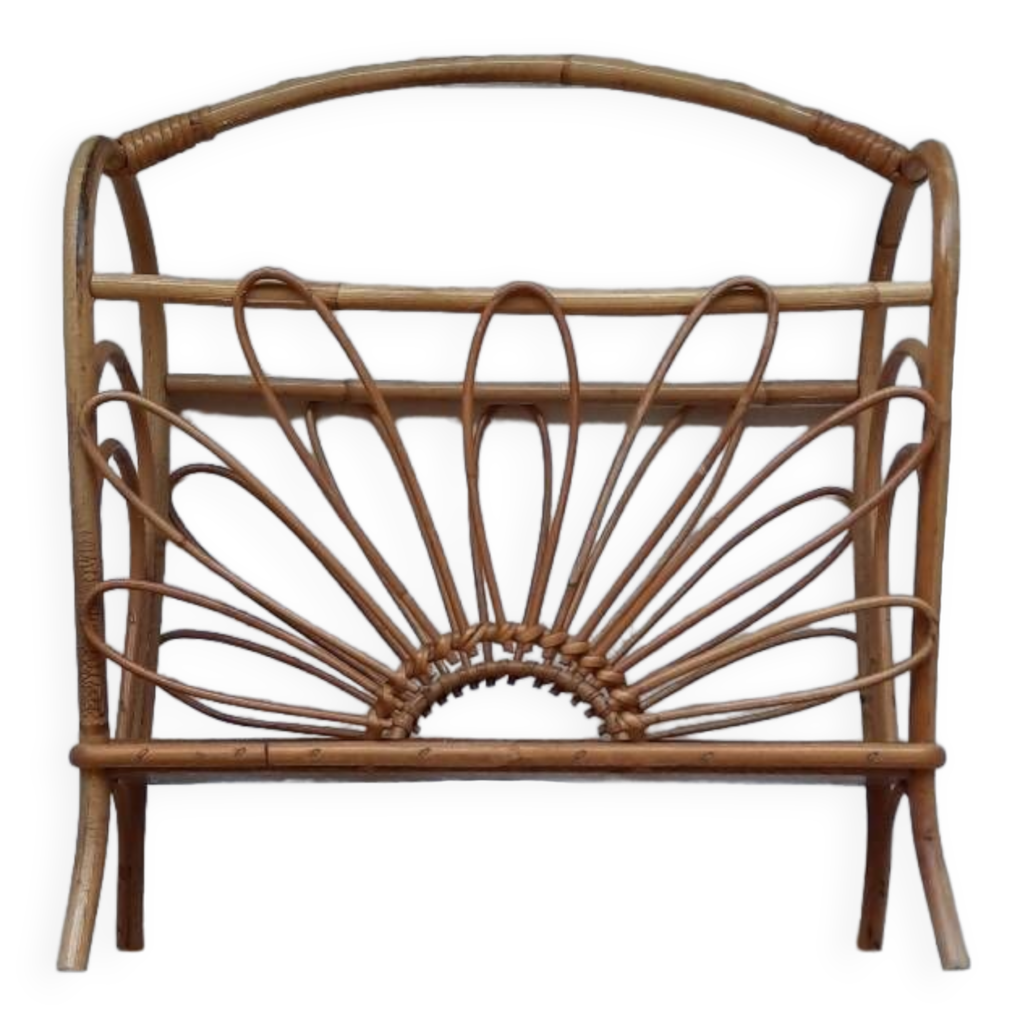 Vintage rattan magazine holder
