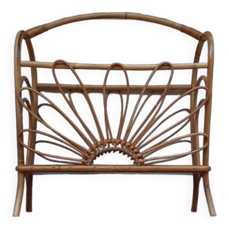 Vintage rattan magazine holder