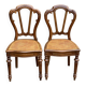 2 chaises Louis Philippe en bois massif sculpté et cannées du 19ème
