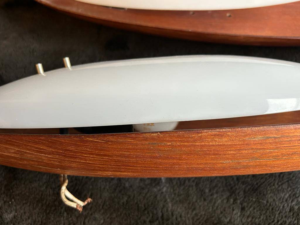 Pair Of Goffredo Reggiani Sconces Original Edition Italy 1960 - Teak And Perspex