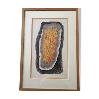 Paul-emile Victor. "language of fire" 1968 drawing with polychrome felts on paper
