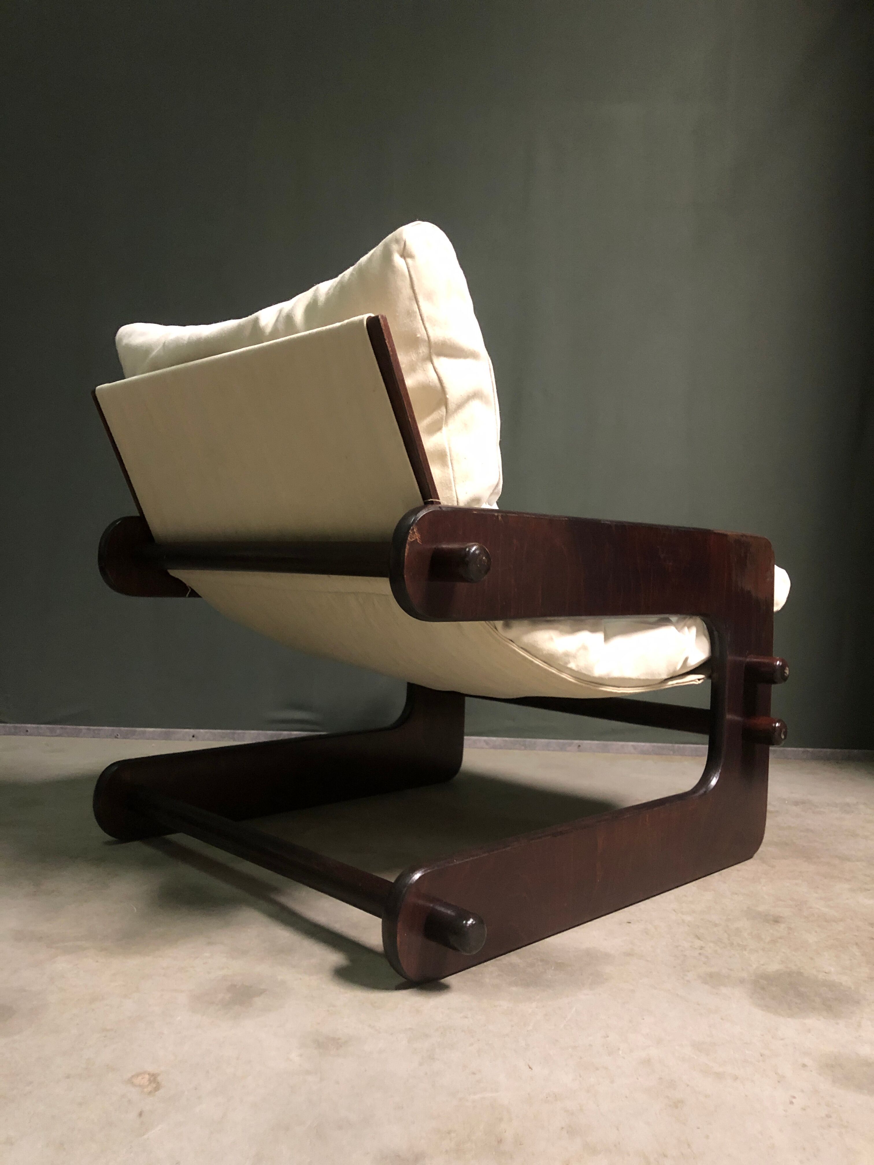 1980's Brazilian sling lounge chair.