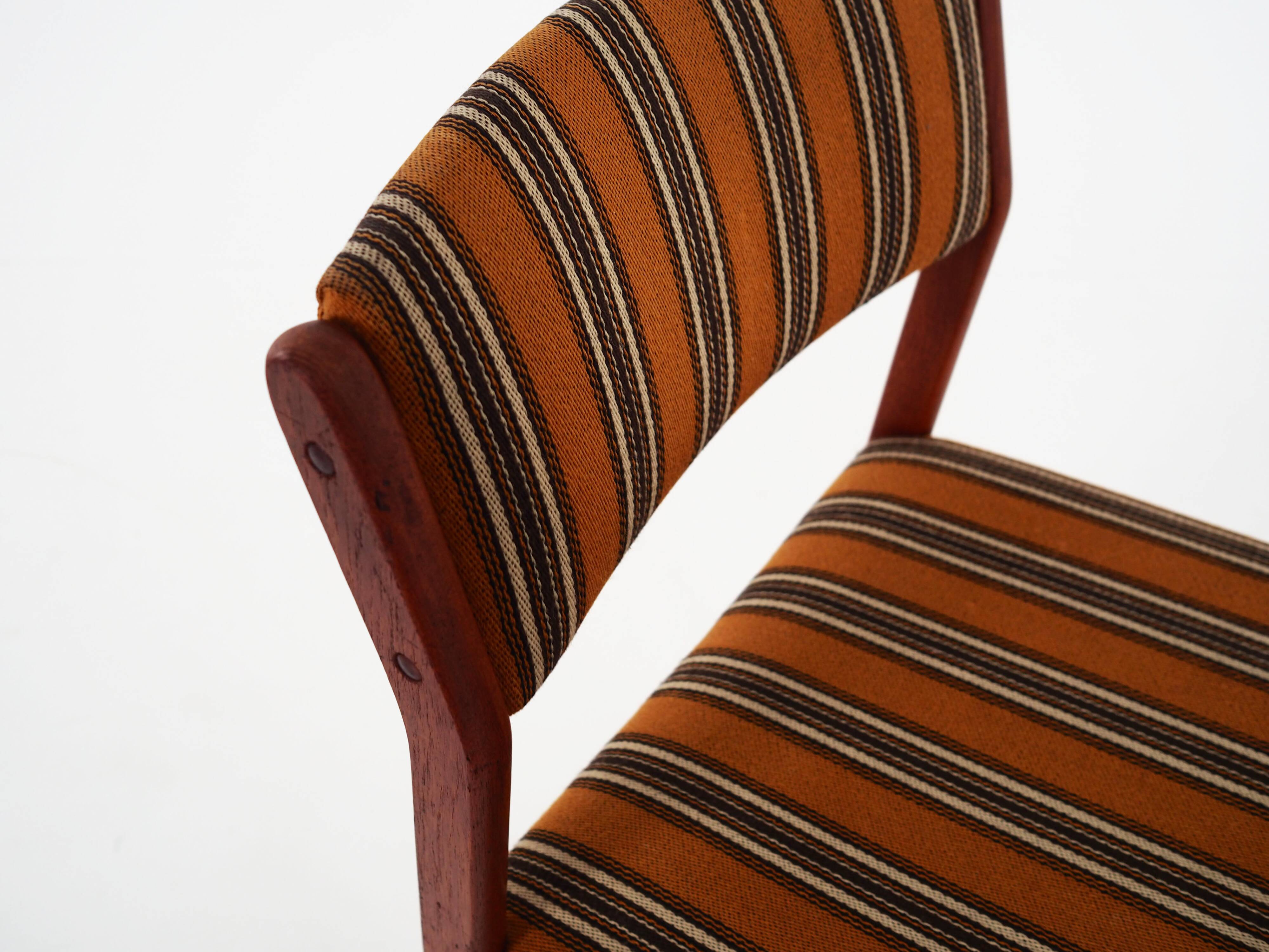 Set of six teak chairs, Danish design, 1970s, production: Denmark