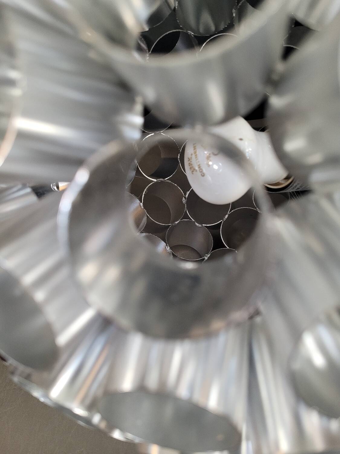 Space-age aluminum pendant light
