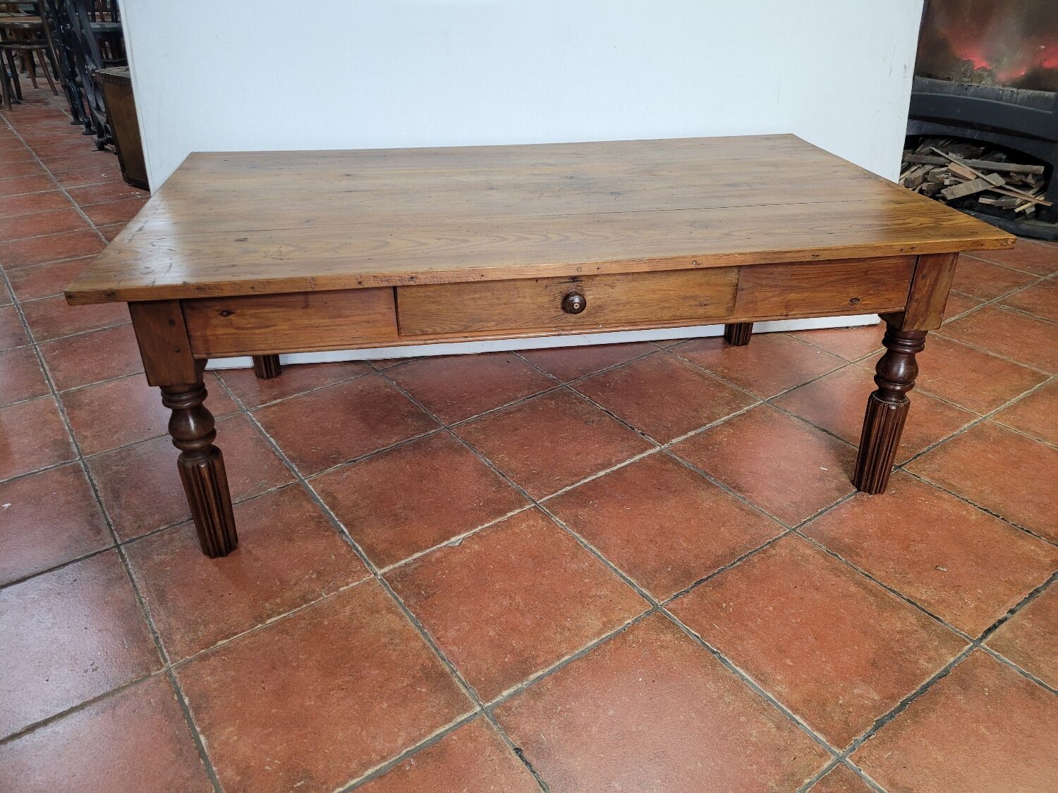 Antique coffee table with 1 drawer, 130×74cms