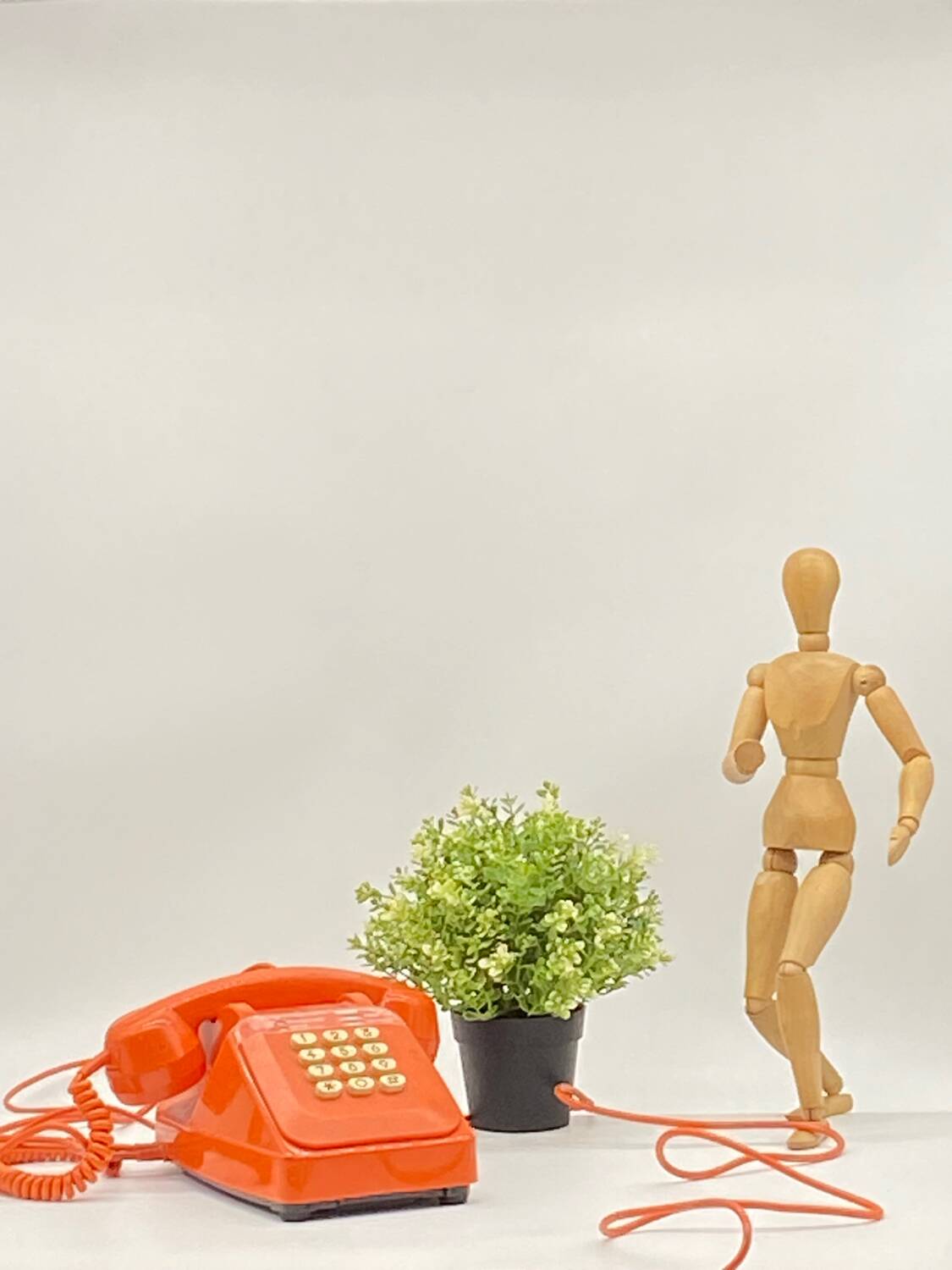 Vintage button telephone, Socotel S63, orange 🧡, 1984,