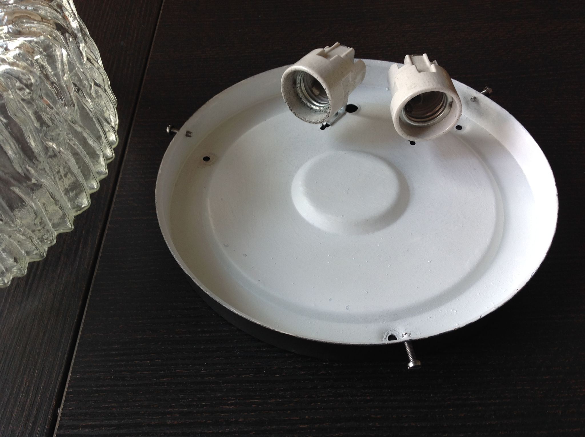 Round ice glass ceiling lamp, vintage 60s-70s