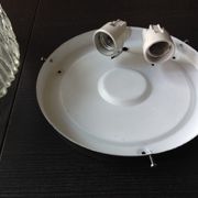 Round ice glass ceiling lamp, vintage 60s-70s