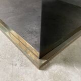 Table basse console appoint en laque noire et laiton