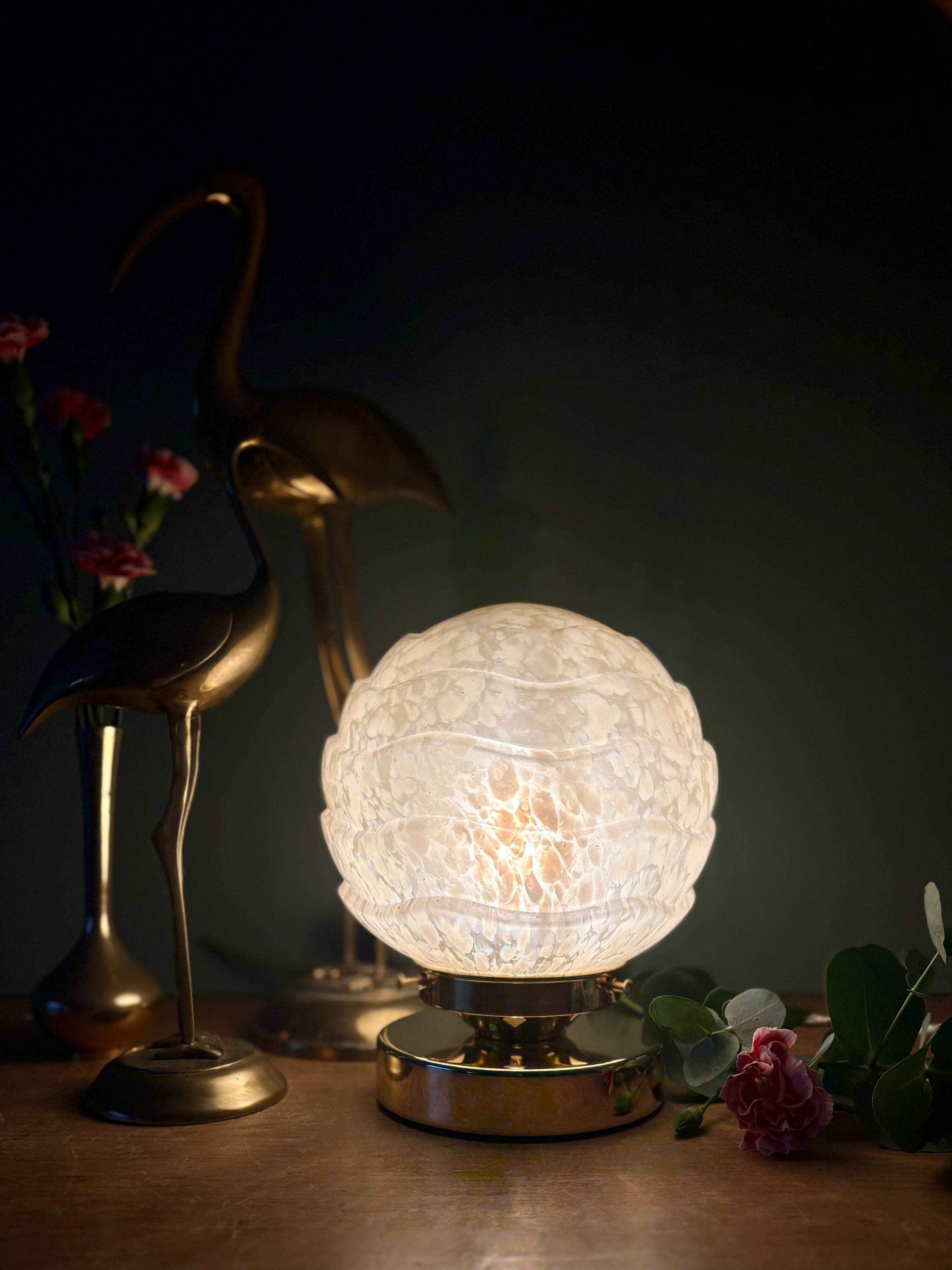 Vintage Art Deco globe lamp in yellow Clichy glass