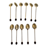 Golden teaspoons with coffee bean tip