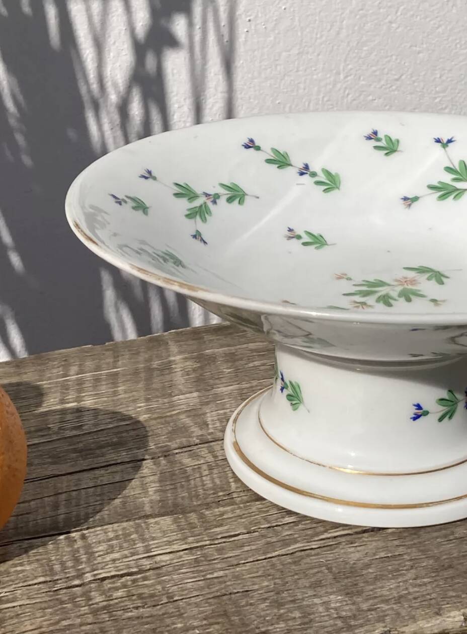 Iron earth compotier / vintage earthenware standing dish