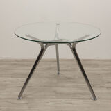 Round table chrome base glass