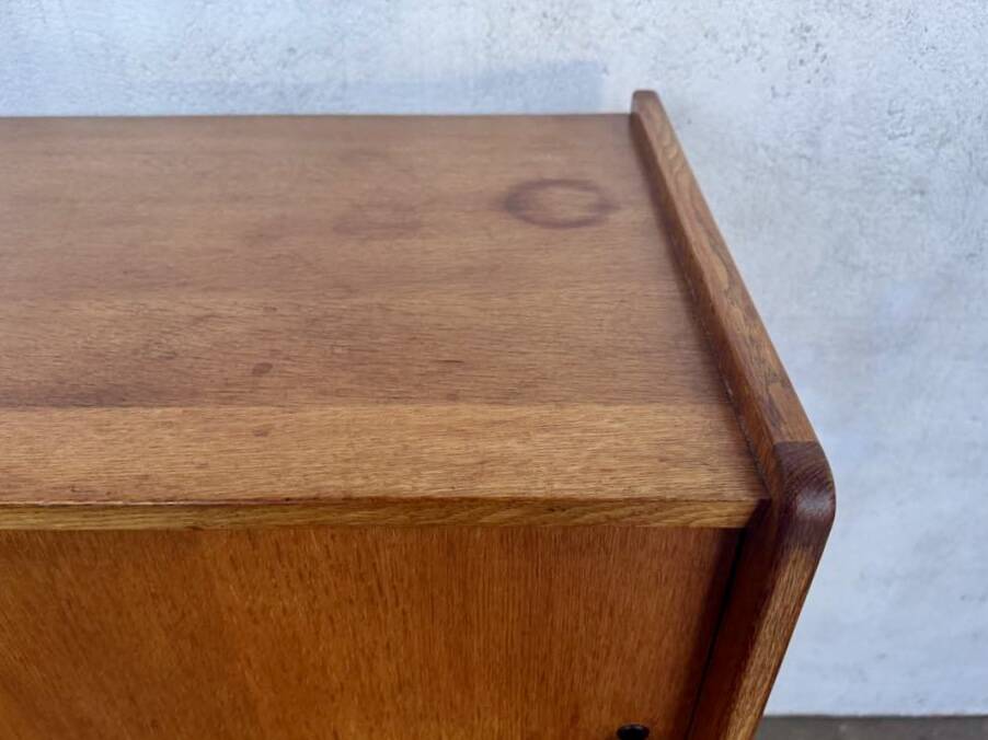 Vintage Roger Landault sideboard in light wood with 2 sliding doors