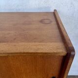 Vintage Roger Landault sideboard in light wood with 2 sliding doors