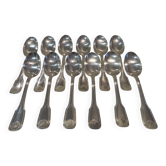 12 silver-plated dessert spoons Frionnet filet shell 18.3cm