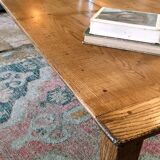 Solid oak farmhouse table with two-plank top