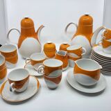 Heinrich Germany complete service in white and orange porcelain Space Age 1970