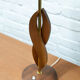 Teak brass and rattan table lamp
