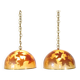 Italian design hanging lamps resin and leaves, 1970s 1980s
