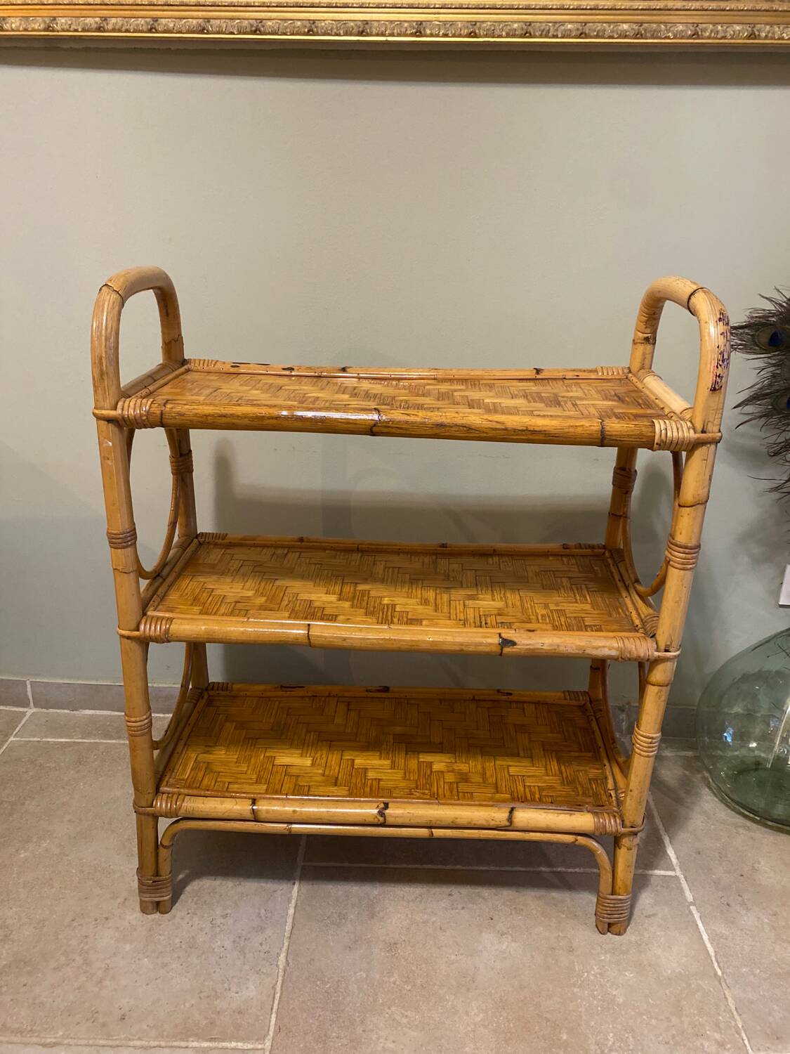 Vintage rattan shelf