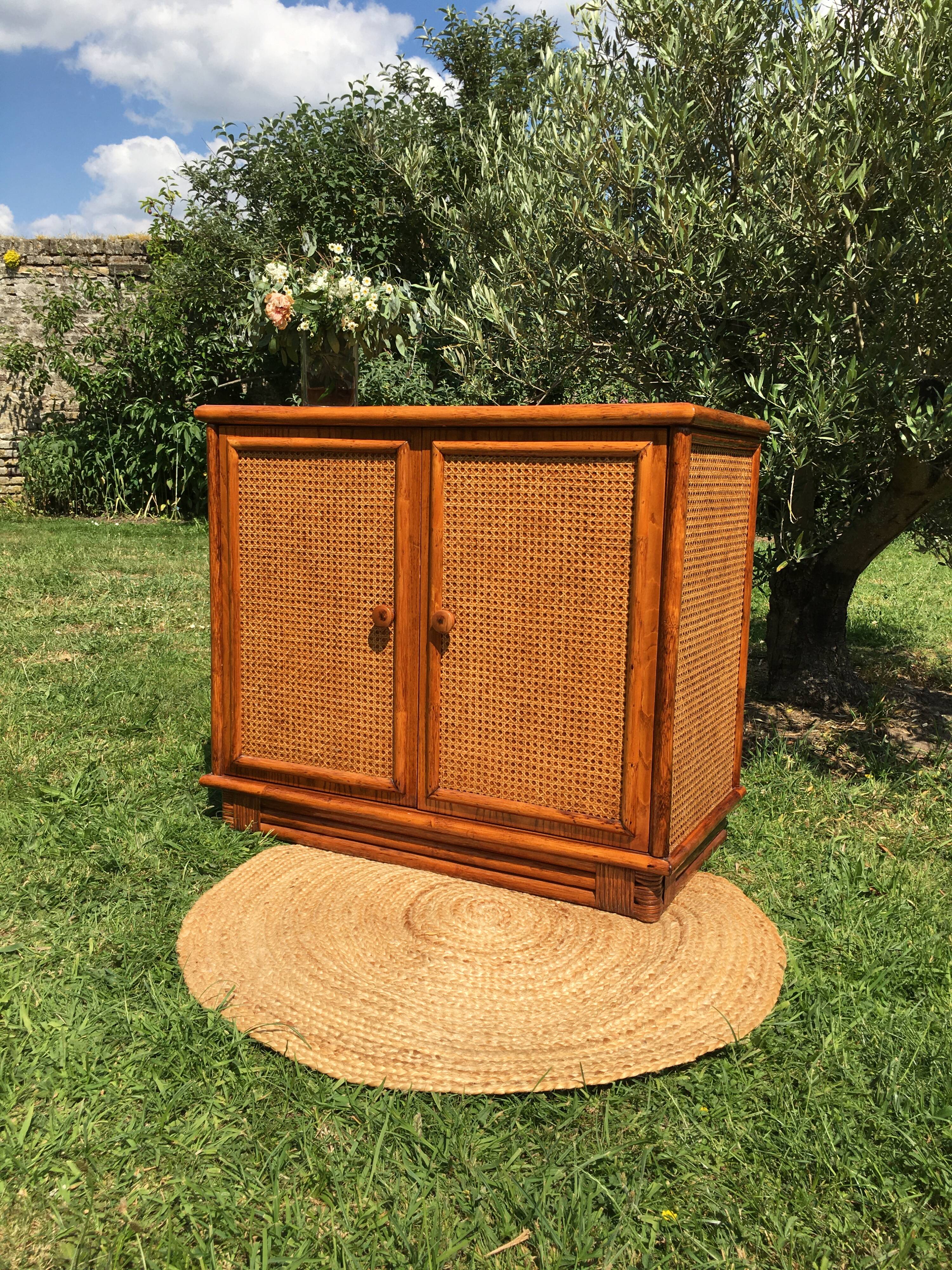 Buffet vintage bois & cannage