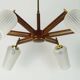1960s mid century sputnik 8-light CHANDELIER teak brass glass ceiling light