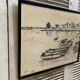 Old charcoal lithograph h. jonas st carlo august 76 + black wood frame