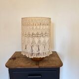 Olive wood and macramé lamp