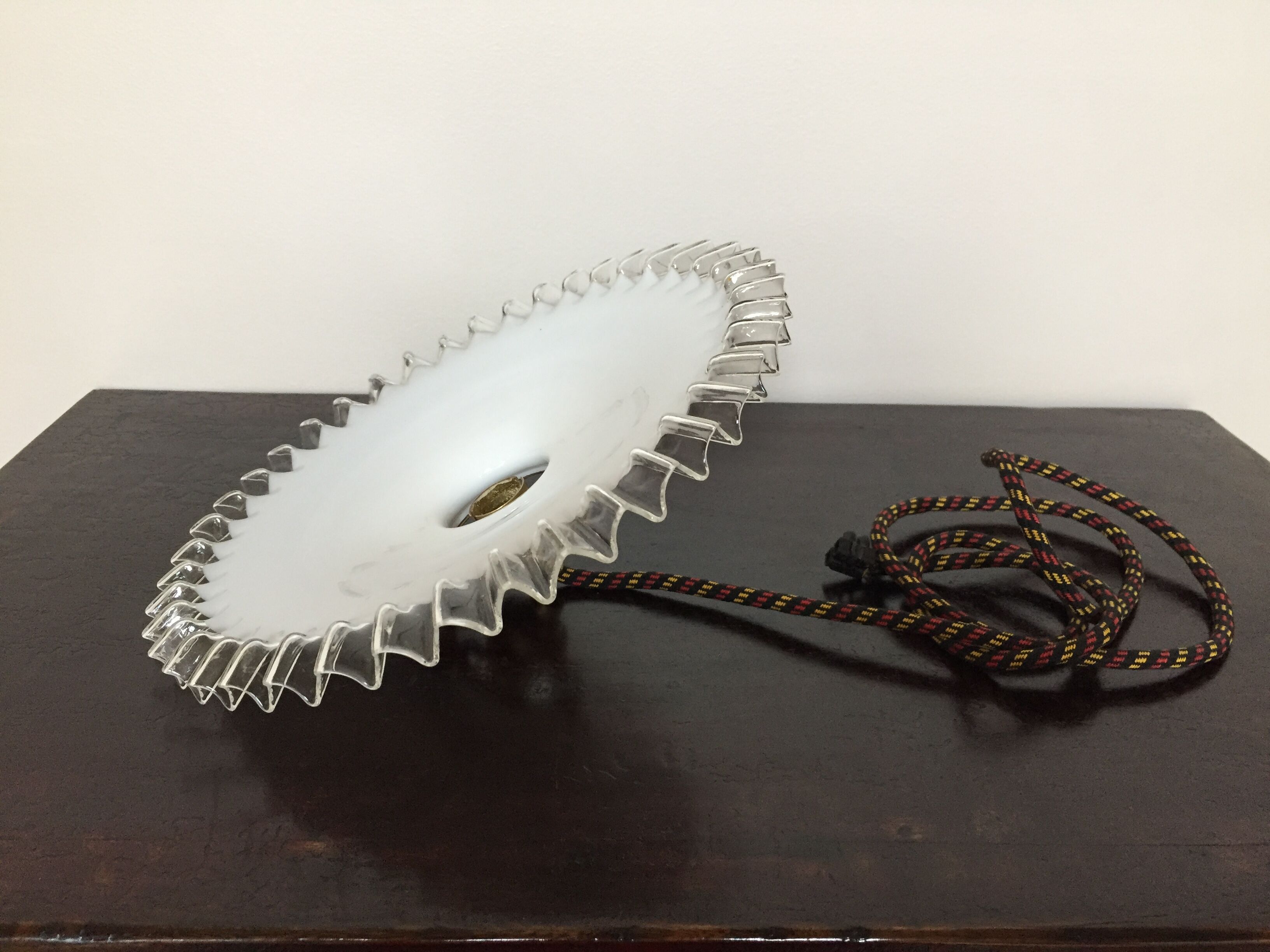 Old white opaline and brass hanging No.4