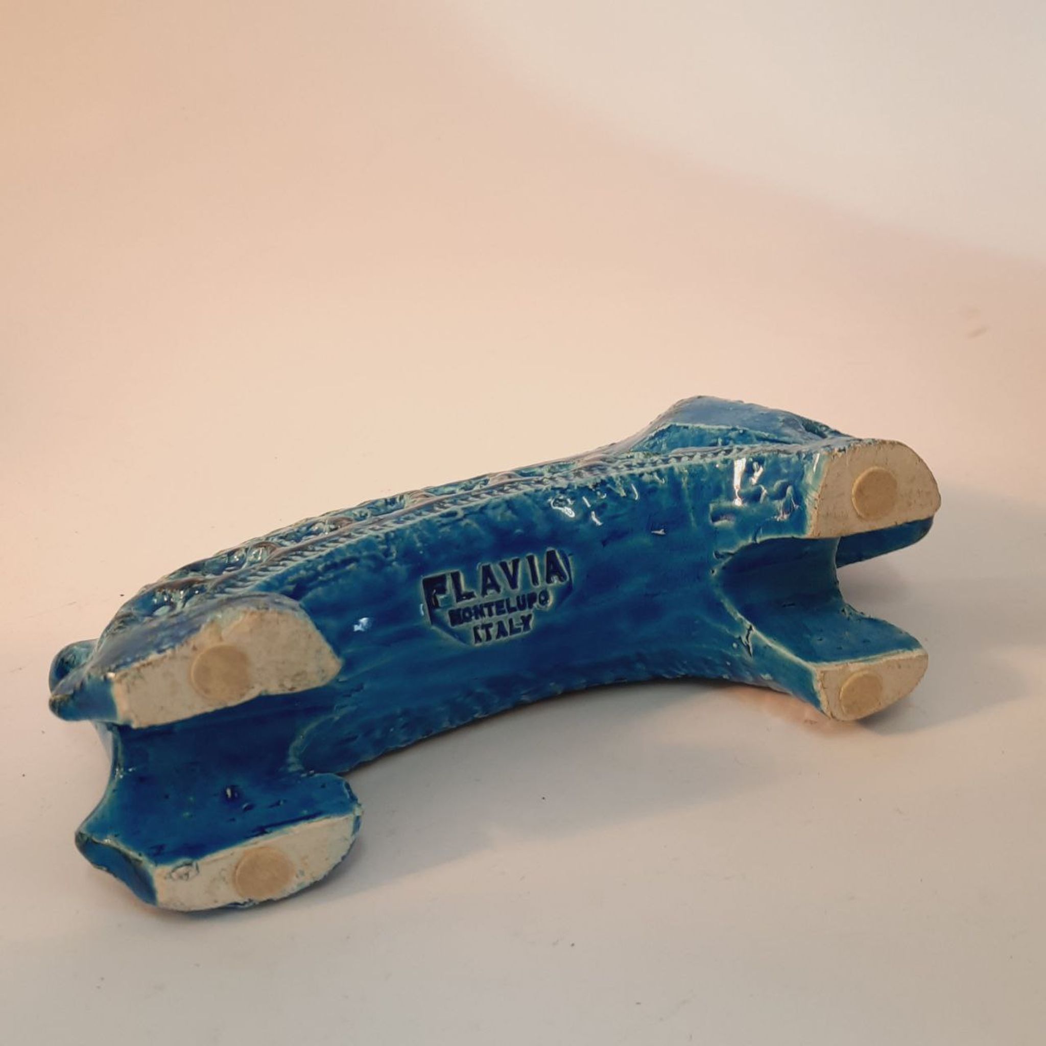 Rabbit statue, vintage, Aldo Londi for Bitossi, Rimini blue series