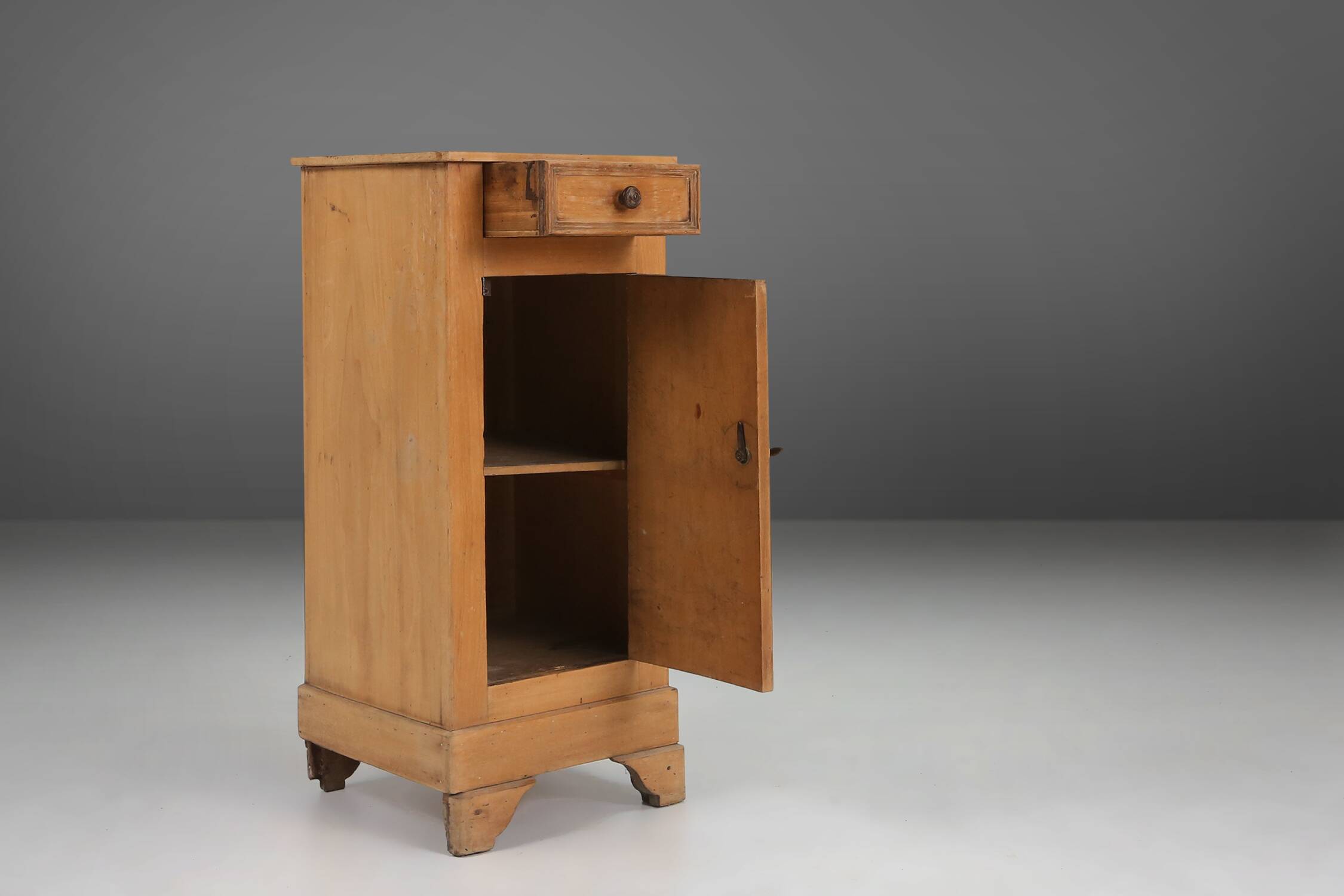 Elegant Art Deco wooden nightstand with drawer, France 1930s
