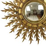 Large Rare Wooden Sun Mirror Sunburst Gold Leaf XL 86cm