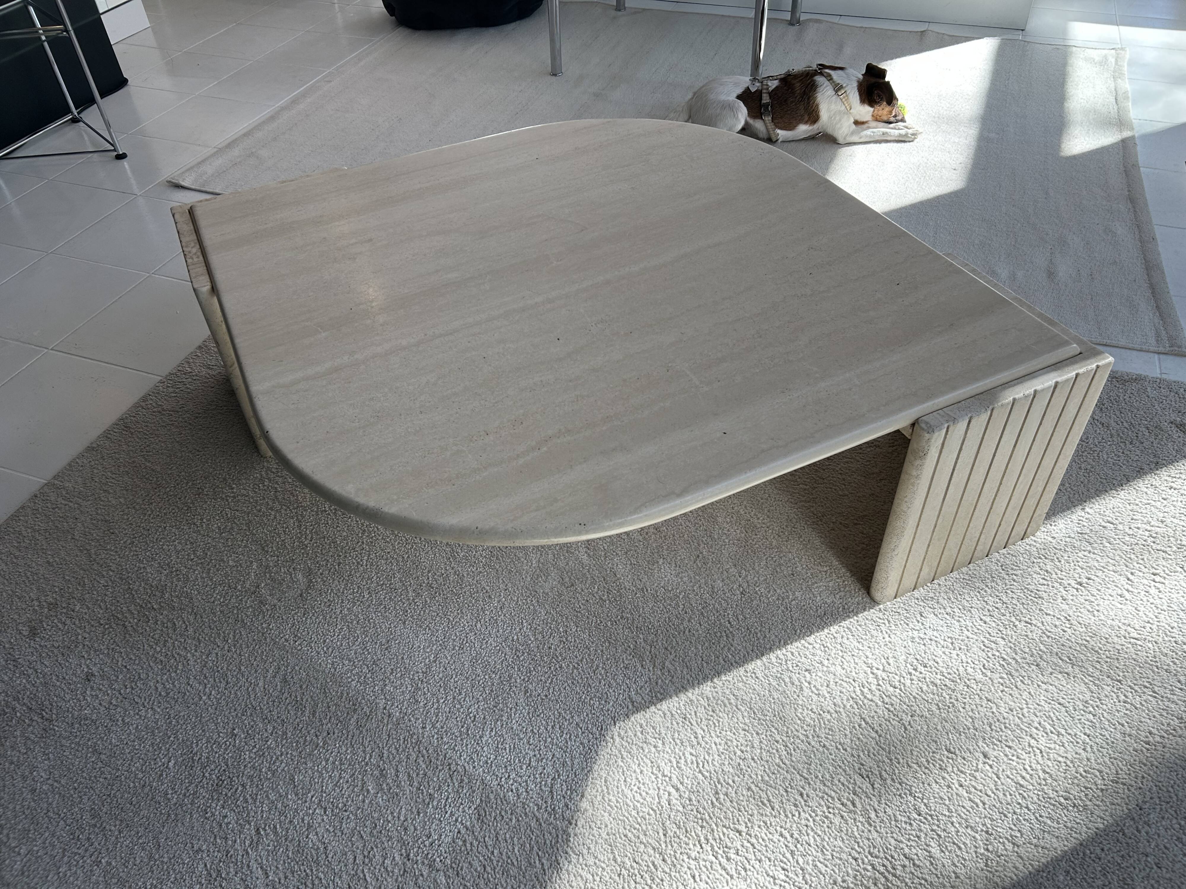Travertine coffee table Roche Bobois