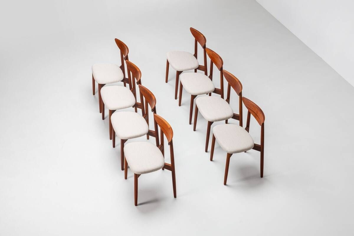 Harry Ostergaard set of eight dining chairs in teak Randers Denmark 1960