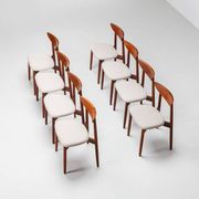 Harry Ostergaard set of eight dining chairs in teak Randers Denmark 1960