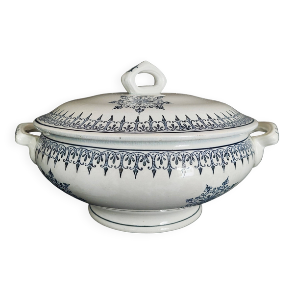 Soupière ancienne faïence Saint Amand décor primax