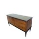Commode en acajou plaqué avec plateau en verre vert, années 1950