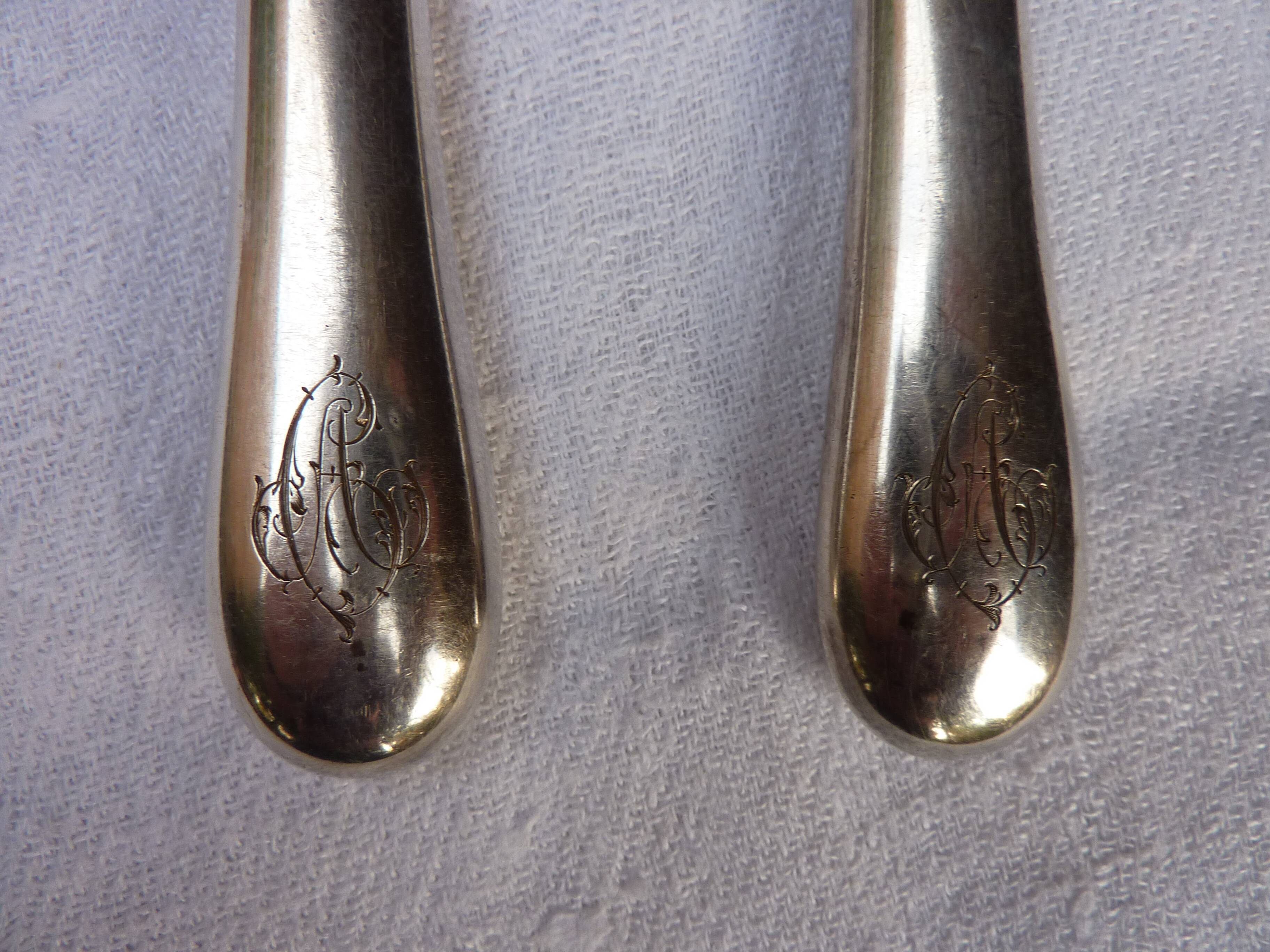 Cutlery with salad in filled silver (minerva hallmark) and ivory, late nineteenth