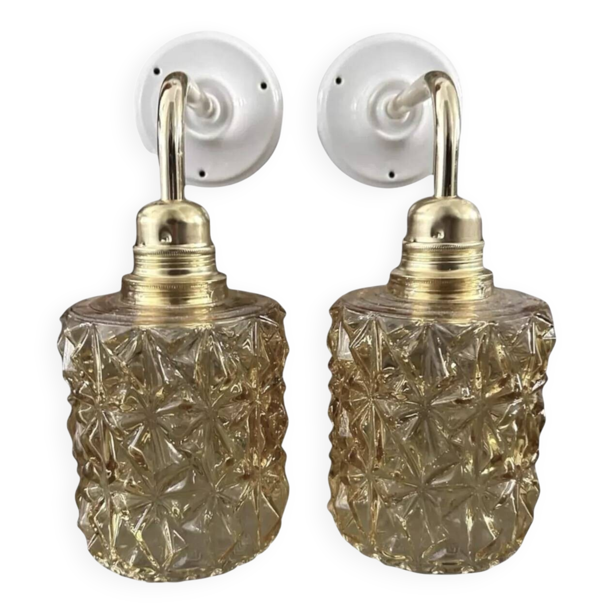 Pair of gold glass wall sconces
