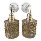 Pair of gold glass wall sconces
