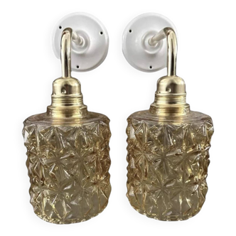 Pair of gold glass wall sconces