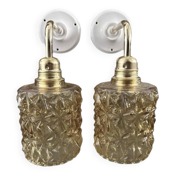 Pair of gold glass wall sconces